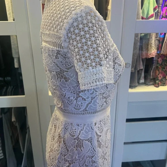 Aqua Lace White Dress Sz Small - Picture 6 of 10